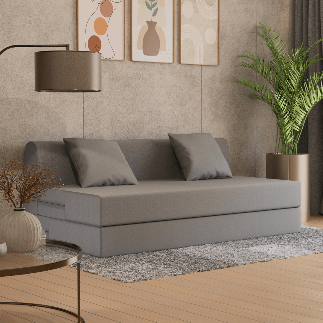 Buy SleepyHug SleepyHug FoldPRO Sofa-Cum-Bed | 3-in-1 Convertible Sofa, Lounger & Bed | TouchSense Technology | HR Foam | Grey, 1-Year Warranty The New AirCell Series