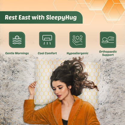 Buy SleepyHug Copy of SleepyHug Cool Gel Infused Memory Foam Orthopedic Pillow (Orange) with Removable Cover The New AirCell Series