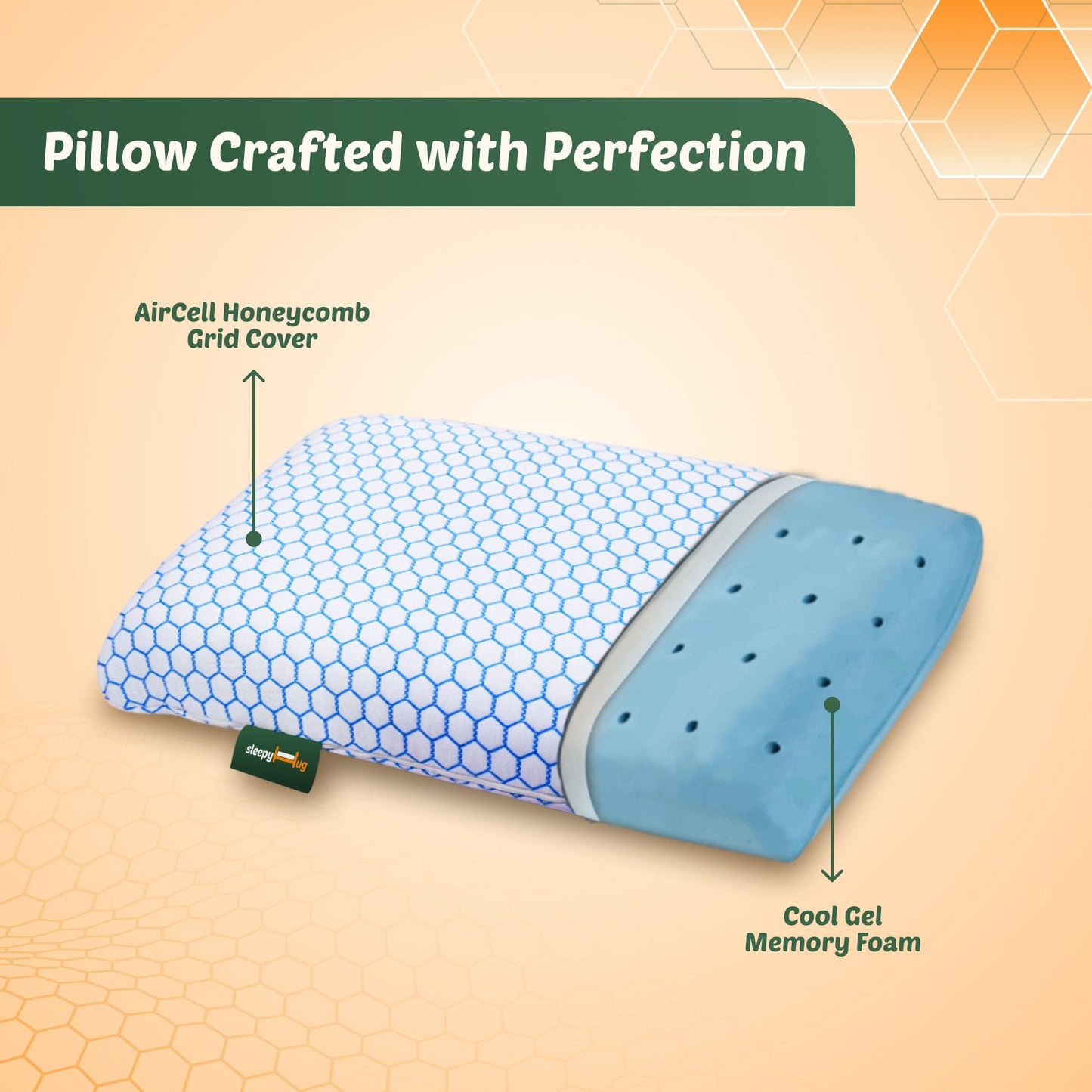 Buy SleepyHug SleepyHug Cool Gel Infused Memory Foam Orthopedic Pillow with Removable Cover The New AirCell Series