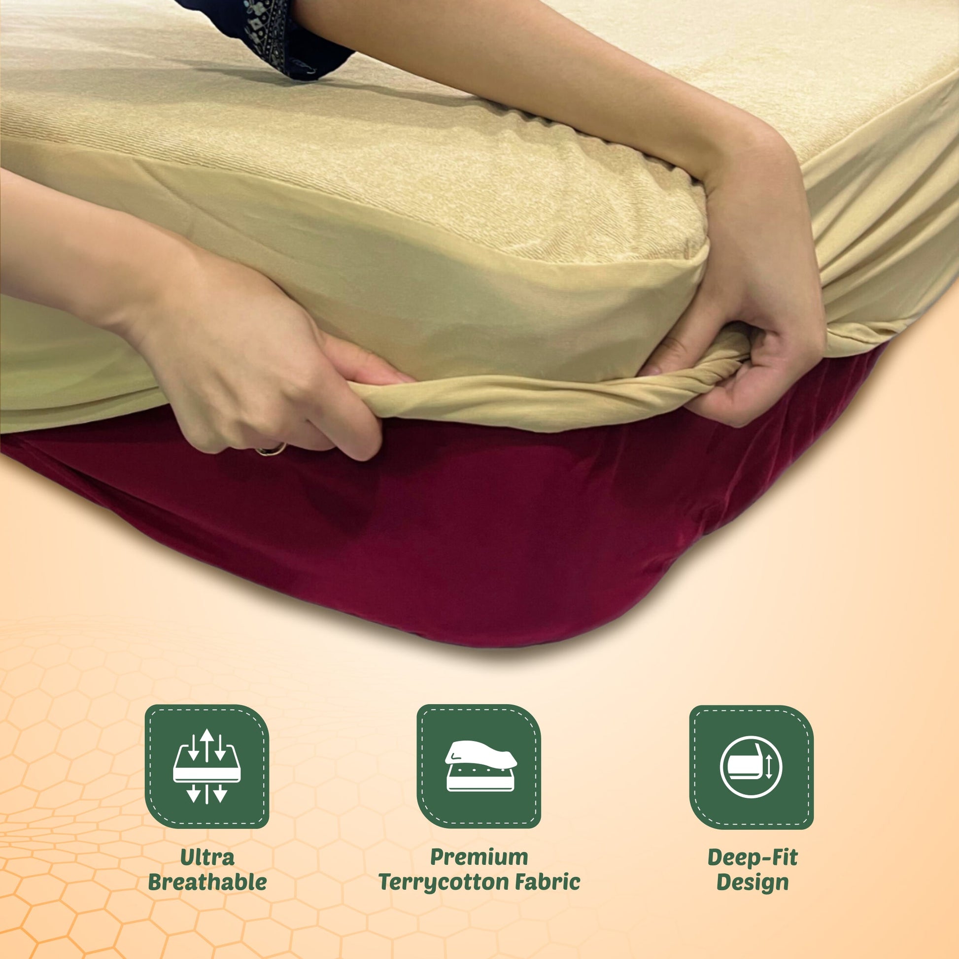 Buy SleepyHug SleepyHug Waterproof, Dust Mite Proof, Anti-Allergic, Fitted Elastic Mattress Protector Beige The New AirCell Series